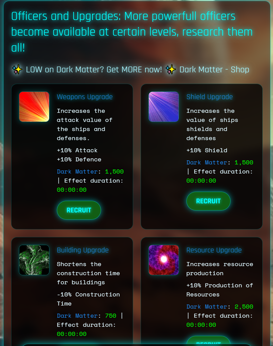 Upgrades & Commanders