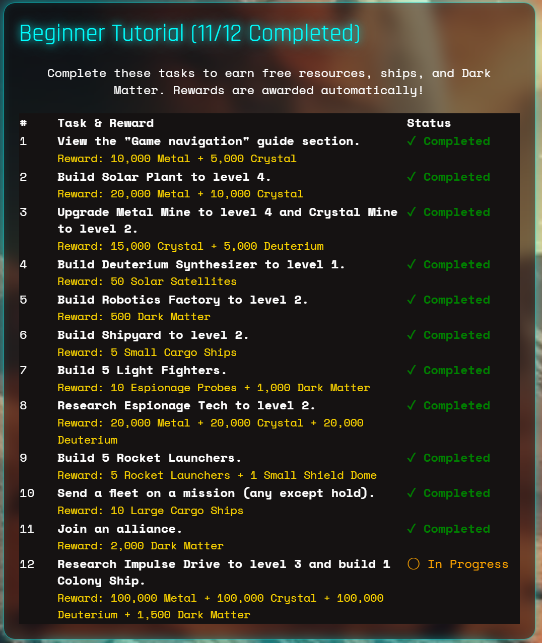 12-Task Reward System